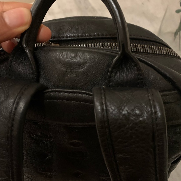 Authentic MCM embossed Black Calfskin backpack main image 7